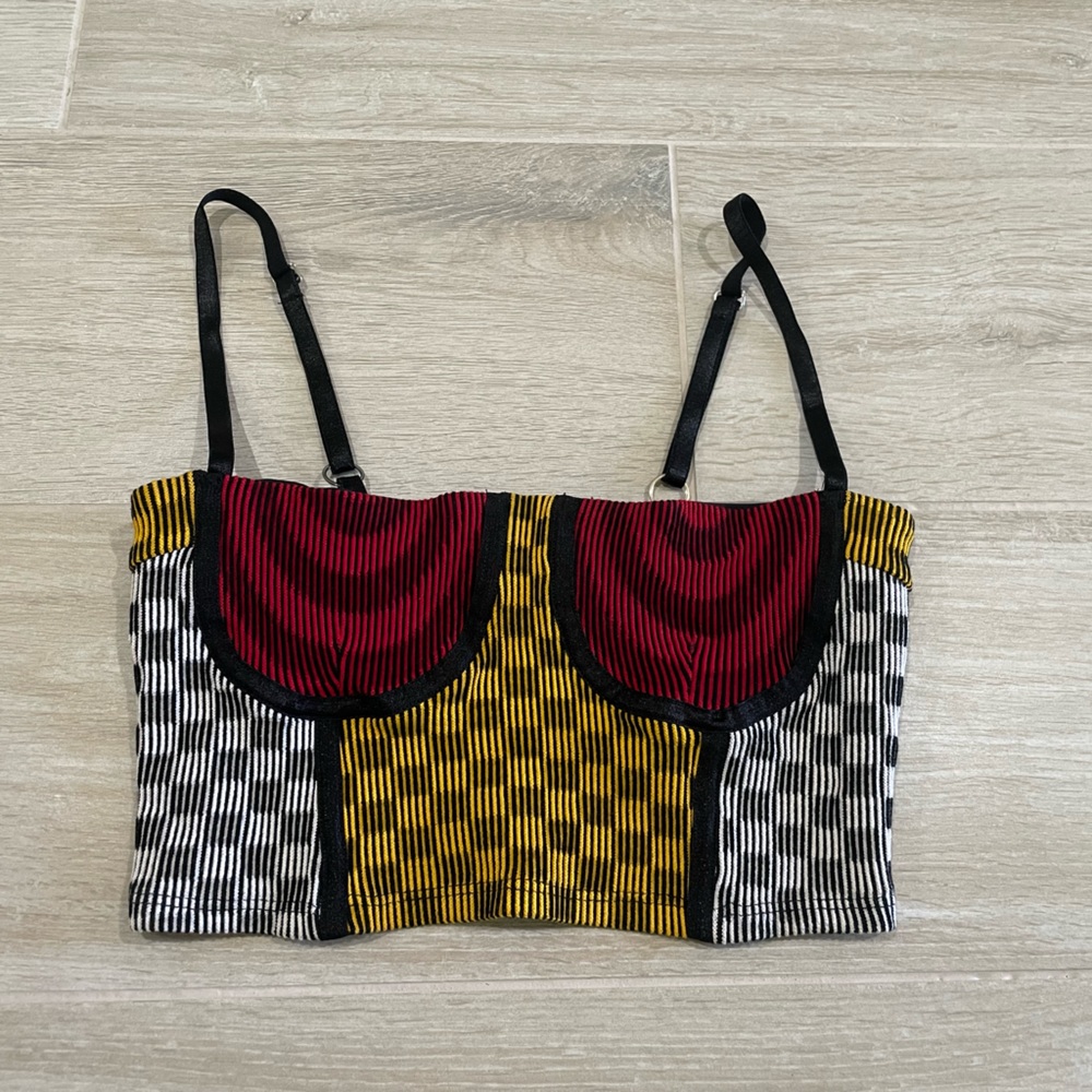 Paulina Russo Illusion Knit Bustier Top